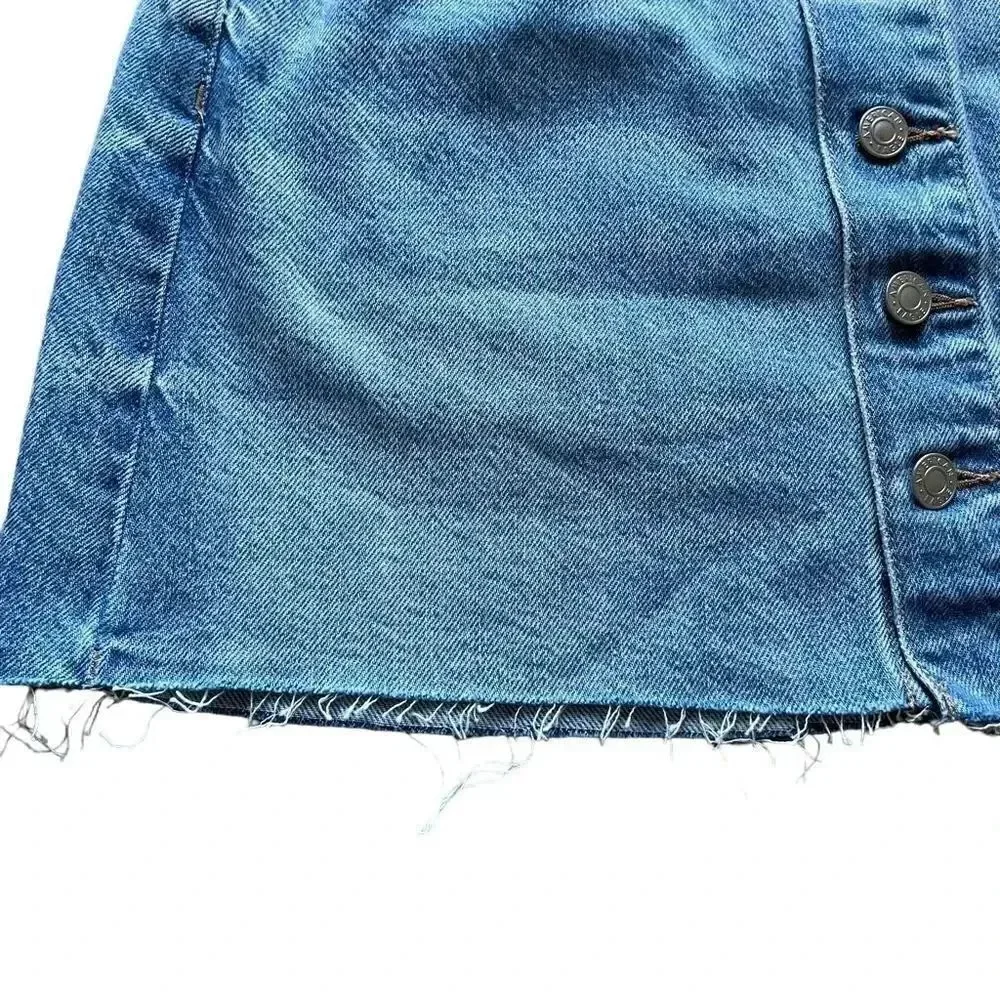 NWOT American Eagle Rainbow Button Down Blue A-Line Women’s Skirt SZ 6 #1314